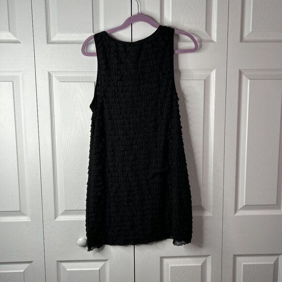 Free People Black Ruffle Scoop Neck Sleeveless Mini Dress Women's Size Large L - Picture 6 of 7